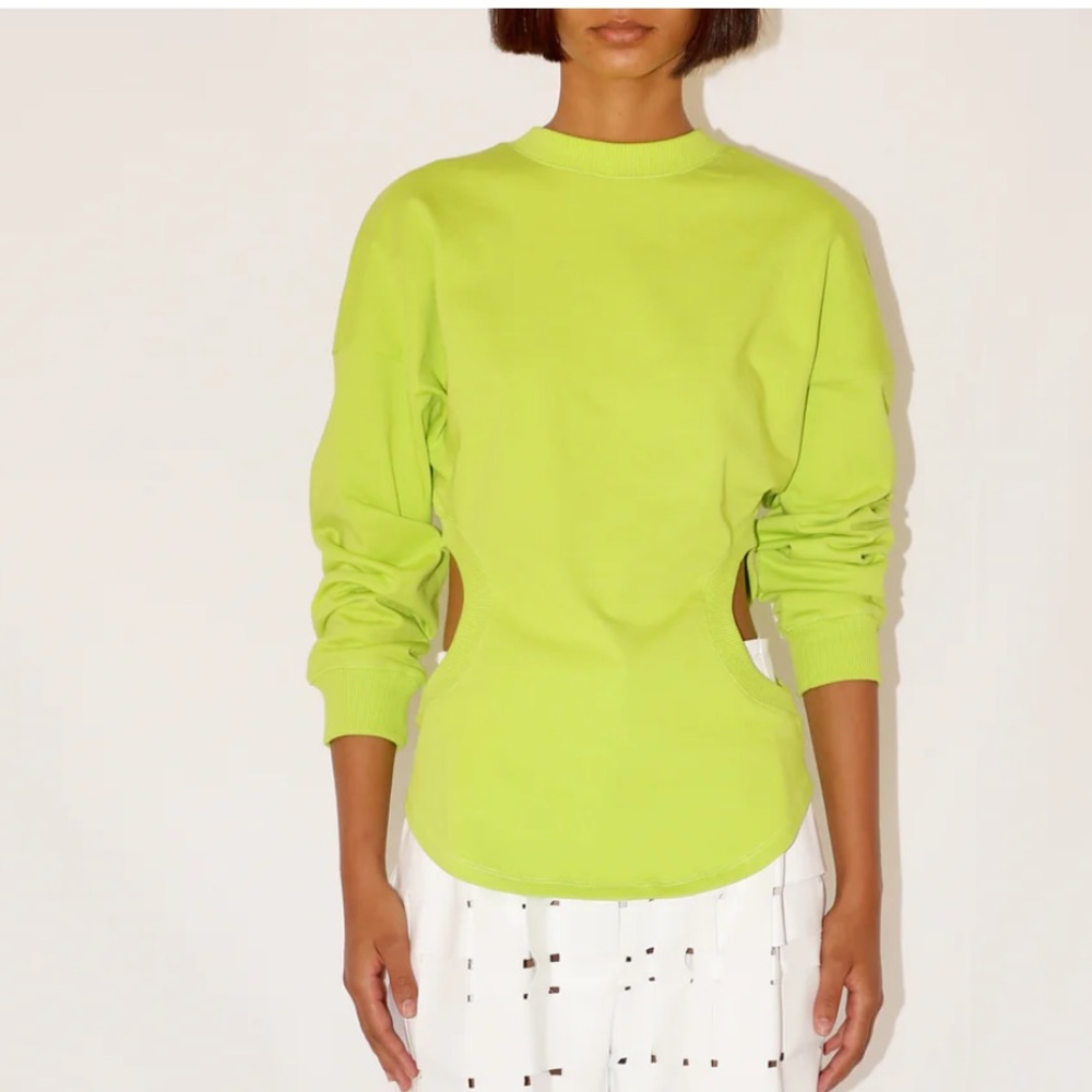 LONG SLEEVE JERSEY TOP WITH CUTOUT DETAIL ACID LIME M - Picture 2 of 9